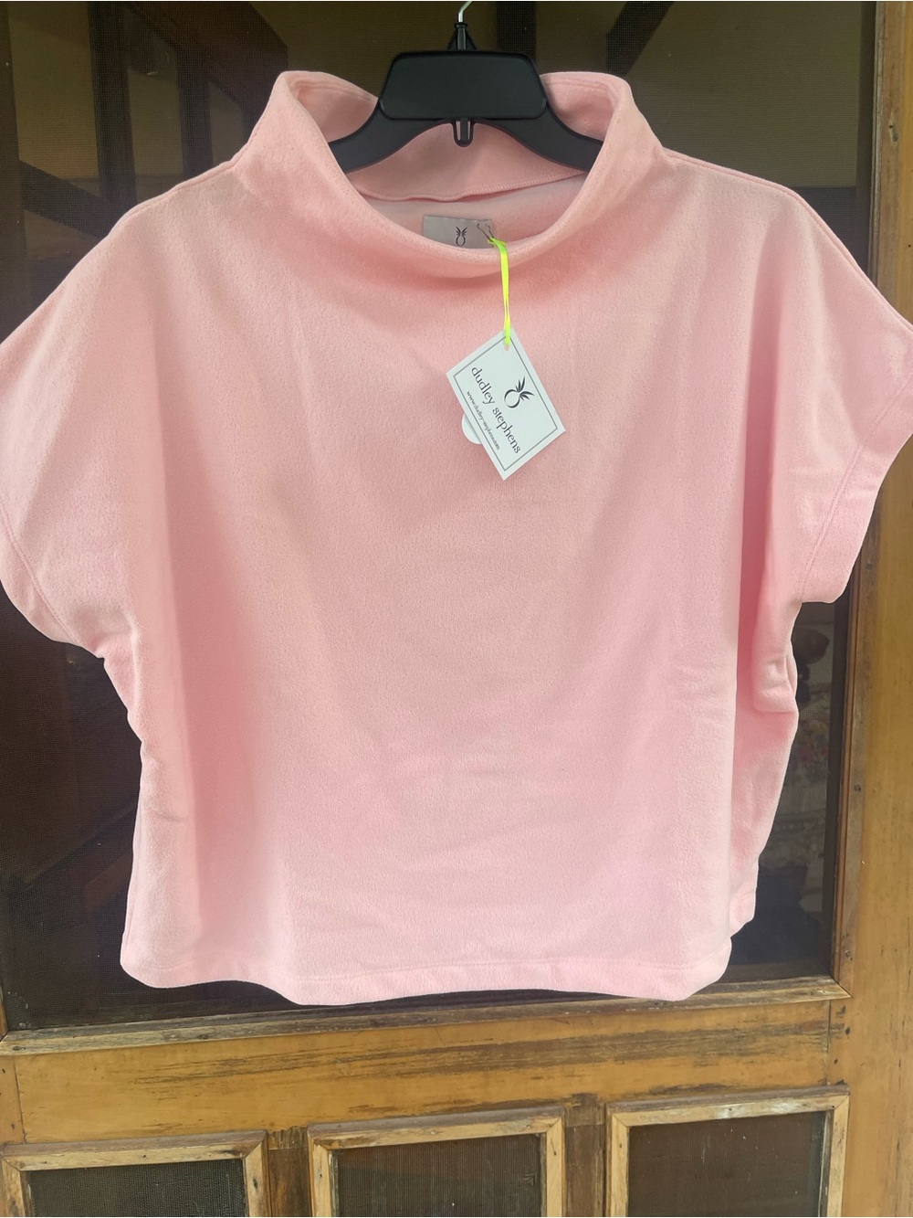 NWT Dudley Stephen’s women’s Pink Short Sleeve Mock Neck Top